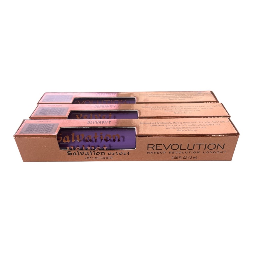 Revolution Salvation Velvet Lip Lacquer in Depravity - Bundle of 3